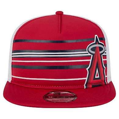 Men's New Era Red Los Angeles Angels 9FIFTY A-Frame Trucker Snapback Hat