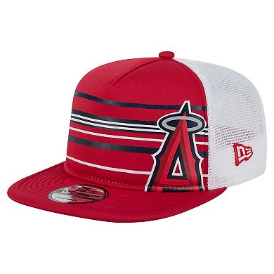 Men's New Era Red Los Angeles Angels 9FIFTY A-Frame Trucker Snapback Hat