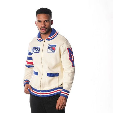 Unisex The Wild Collective Cream New York Rangers Jacquard Full-Zip Sweater
