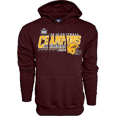 Men's Blue 84 Maroon Arizona State Sun Devils 2024 Big 12 Football Conference Champions Locker Room Pullover Hoodie