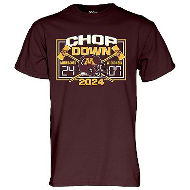 Unisex Blue 84 Maroon Minnesota Golden Gophers vs. Wisconsin Badgers 2024 Paul Bunyan's Axe Score T-Shirt
