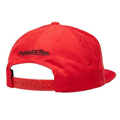 Men's Mitchell & Ness Red Atlanta Braves Corduroy Snapback Hat