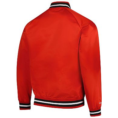 Men's Mitchell & Ness Red Wisconsin Badgers Lightweight Satin Raglan Full-Snap Jacket