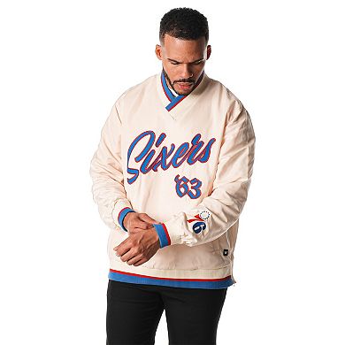 Unisex The Wild Collective Cream Philadelphia 76ers Applique Pullover Windbreaker