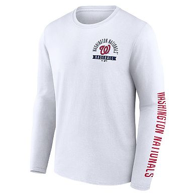 Men's Fanatics White Washington Nationals Press Box Long Sleeve T-Shirt