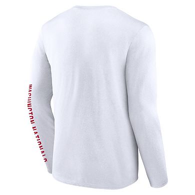Men's Fanatics White Washington Nationals Press Box Long Sleeve T-Shirt