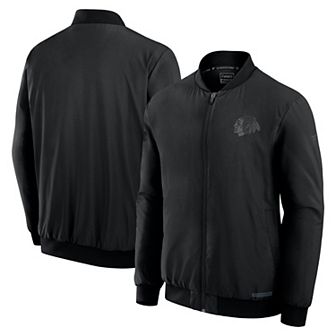 Men's Fanatics Black Chicago Blackhawks Authentic Pro Road Full-Zip Bomber Jacket