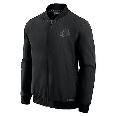 Men's Fanatics Black Chicago Blackhawks Authentic Pro Road Full-Zip Bomber Jacket
