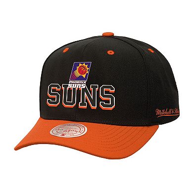 Men's Mitchell & Ness Black/Orange Phoenix Suns Backside Script Two-Tone Pro Crown Adjustable Hat