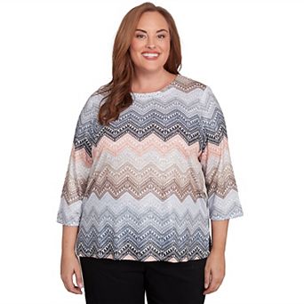 Plus Size Alfred Dunner Lacey Ombre Chevron Top