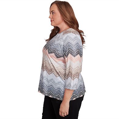 Plus Size Alfred Dunner Lacey Ombre Chevron Top