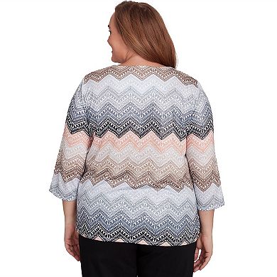 Plus Size Alfred Dunner Lacey Ombre Chevron Top