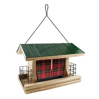 Woodlink Green/Natural Lake & Cabin Buffalo Plaid Ranch Bird Feeder (9.5"X 13.4"X 9.25")