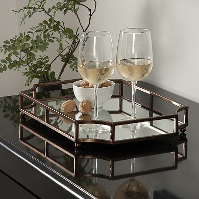 Ciel Metal Mirrored Scalloped Decorative Tray 12x18