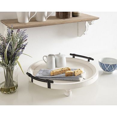 Bruillet Round Wooden Footed Tray
