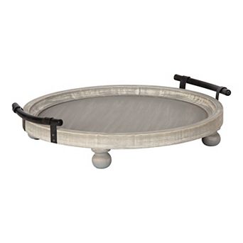 Bruillet Round Wooden Footed Tray
