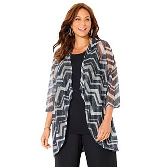 Catherines Women's Plus Size 2 pc Cardigan & Tank Twinkle Set