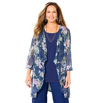 Catherines Women's Plus Size 2 pc Cardigan & Tank Twinkle Set