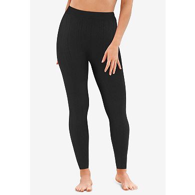 Avenue Women's Plus Size Plush Lined Cable Knit Footless Leggings