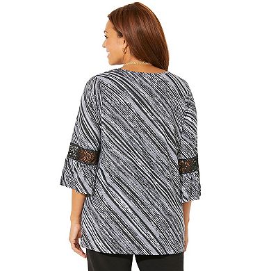 Catherines Women's Plus Size Dream Drape Bella Crochet Trim Top