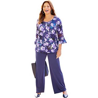 Catherines Women's Plus Size Dream Drape Bella Crochet Trim Top