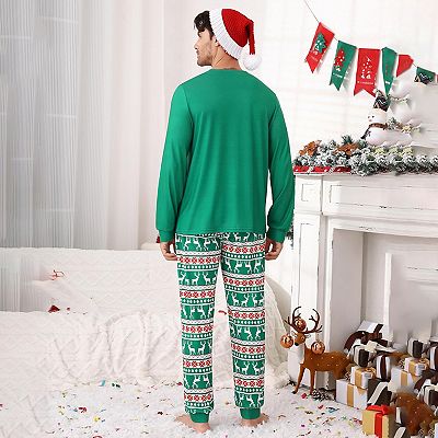 mens christmas pajamas dress Men's Cookie Cutter Crew Neck Pajama Set