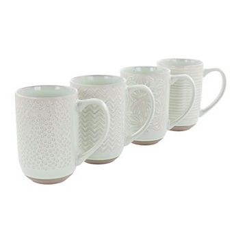 Laurie Gates Madrina 19 Ounce 4 pc Stoneware Assorted Mug Set in Mint
