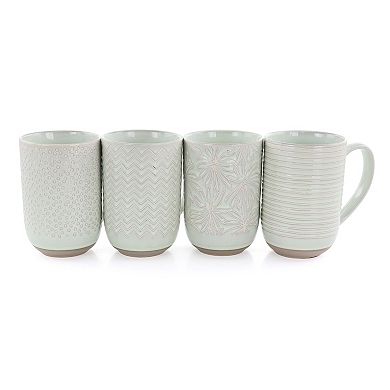Laurie Gates Madrina 19 Ounce 4 Piece Stoneware Assorted Mug Set in Mint
