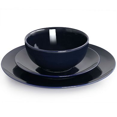 Elama Luna 18 Piece Porcelain Dinnerware Set in Dark Blue
