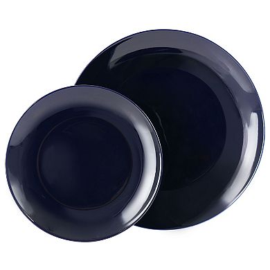 Elama Luna 18 Piece Porcelain Dinnerware Set in Dark Blue