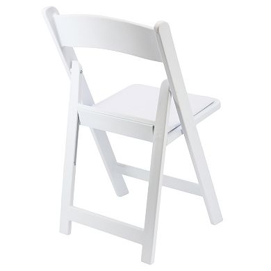 Elama 4 Piece Plastic Folding Resin Chair in White with Removable Seat Pad