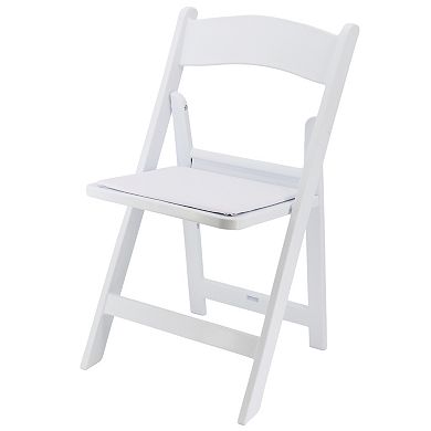 Elama 4 Piece Plastic Folding Resin Chair in White with Removable Seat Pad