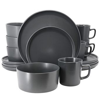 Elama Luxmatte Dark Grey 16 pc Dinnerware Set