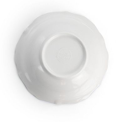 Elama Blue Garden 12 Piece Scalloped Lightweight Melamine Dinnerware Set in Blue