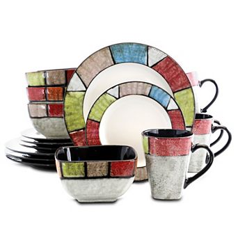 Elama Country Cottage 16 pc Stoneware Dinnerware Set