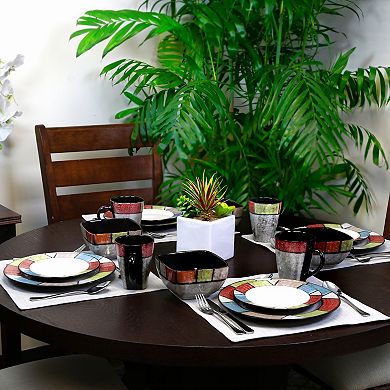 Elama Country Cottage 16 Piece Stoneware Dinnerware Set