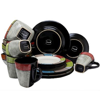 Elama Country Cottage 16 Piece Stoneware Dinnerware Set