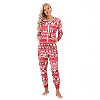 Christmas Pajamas for Women Matching Pjs Set Hoodie Zipper Christmas Onesies for Adults