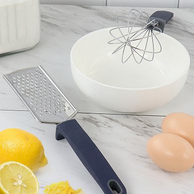 Bluemarine 2 Piece Stainless Steel Grater and Whisk Set in Navy Blue