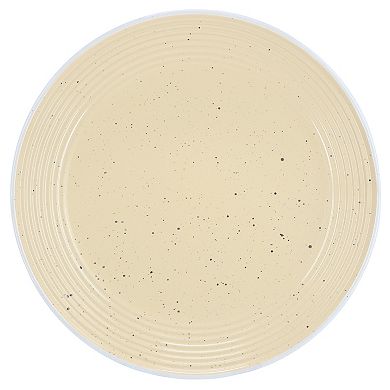 Elama Emilia 16 Piece Double Bowl Stoneware Dinnerware Set in Cream Yellow