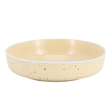 Elama Emilia 16 Piece Double Bowl Stoneware Dinnerware Set in Cream Yellow