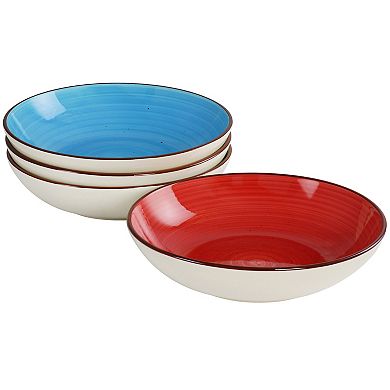 Elama Mason 12 Piece Double Bowl Stoneware Dinnerware Set in Assorted Colors