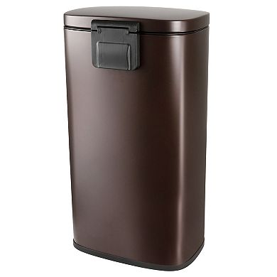 Elama 3 Piece 8 Gallon and 1.3 Gallon Stainless Steel Step Trash Bin Combo Set Matte Bronze