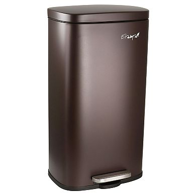 Elama 3 Piece 8 Gallon and 1.3 Gallon Stainless Steel Step Trash Bin Combo Set Matte Bronze