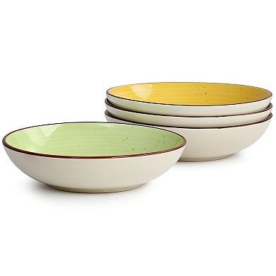 Elama Hudson 12 Piece Double Bowl Stoneware Dinnerware Set in Assorted Colors