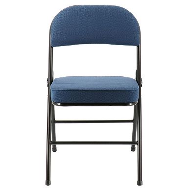 Elama 4 Piece Metal Folding Chair with 2.2 Inch Padded Seats in Dark Blue