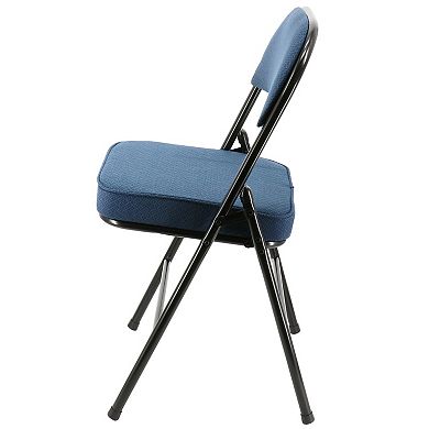 Elama 4 Piece Metal Folding Chair with 2.2 Inch Padded Seats in Dark Blue