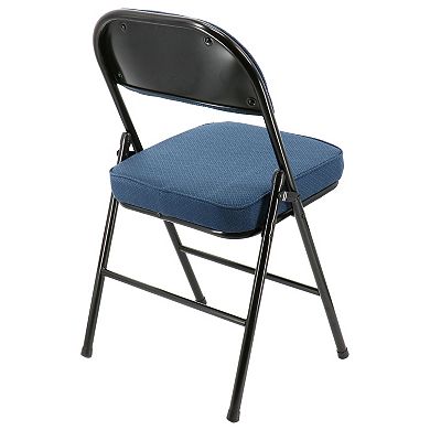 Elama 4 Piece Metal Folding Chair with 2.2 Inch Padded Seats in Dark Blue