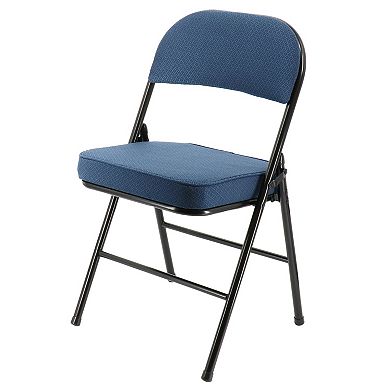 Elama 4 Piece Metal Folding Chair with 2.2 Inch Padded Seats in Dark Blue