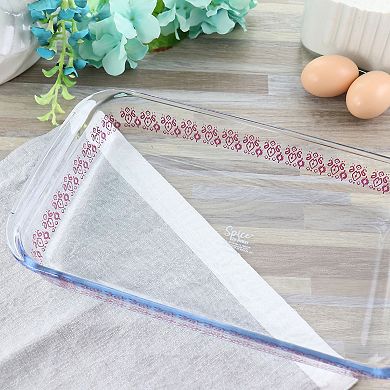 Spice By Tia Mowry 2.3 Quart Spicy Cloves Glass Rectangular Baker